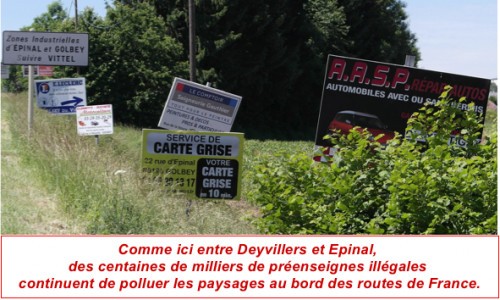 Action 'PANNEAU ILLÉGAL' samedi 24 juin à 10 H 30 dans les Vosges